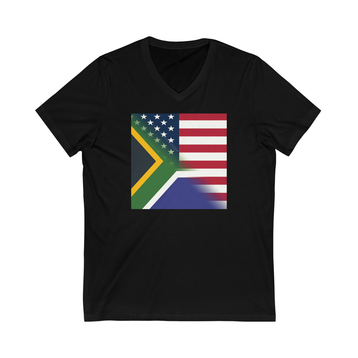 South Africa America Flag | USA Half South African V-Neck T-Shirt | Unisex Vee Shirt