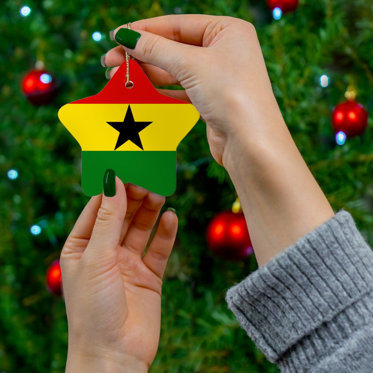 Ghana Flag Ceramic Ornaments | Ghanaian Christmas Tree