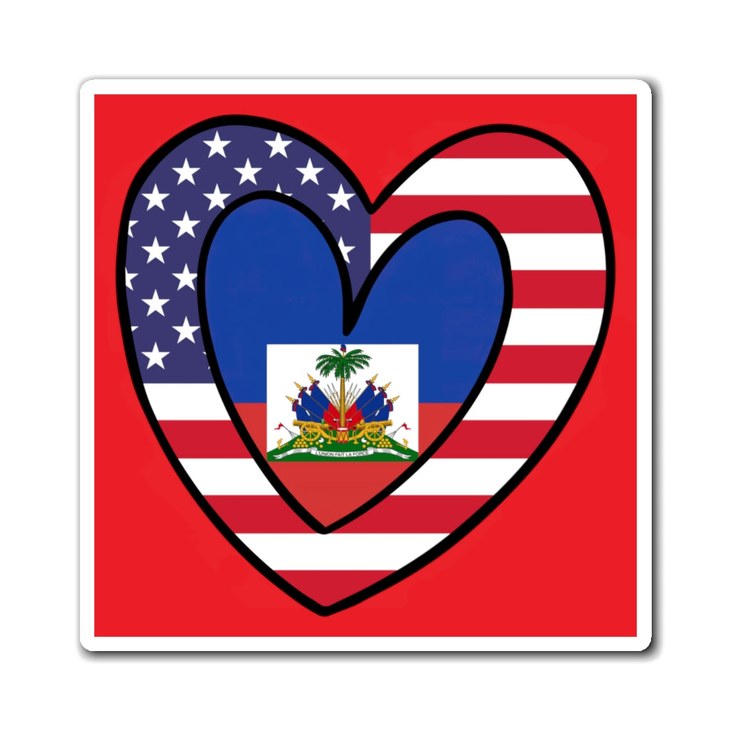 American Haitian Flag Inner Heart USA Haiti Magnet