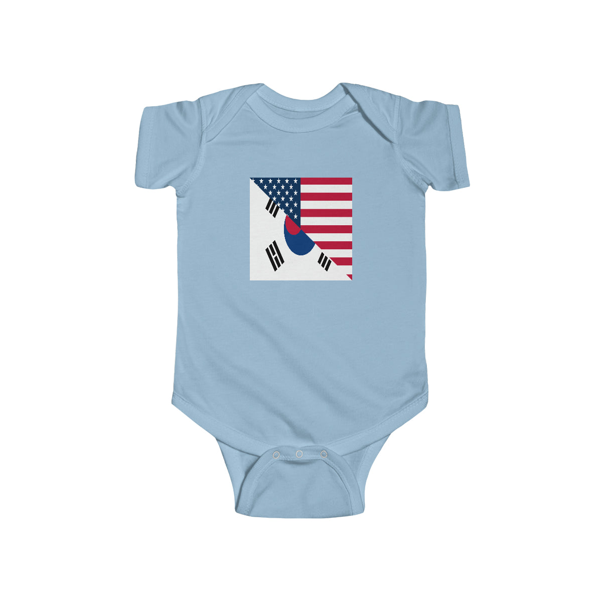 South Korean American Flag Half South Korea USA Baby Bodysuit | Newborn Boy Girl