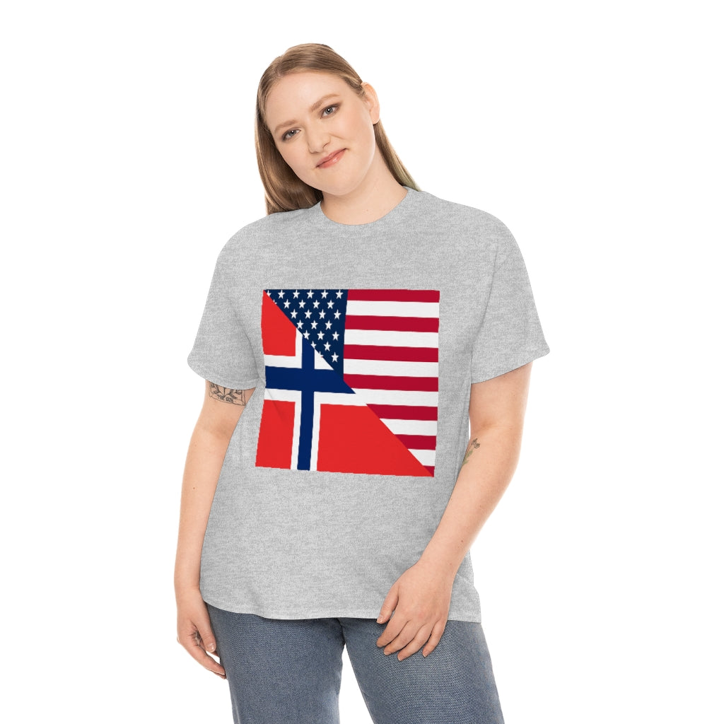 Norwegian American Flag Tee Shirt | Unisex Norway USA Tshirt