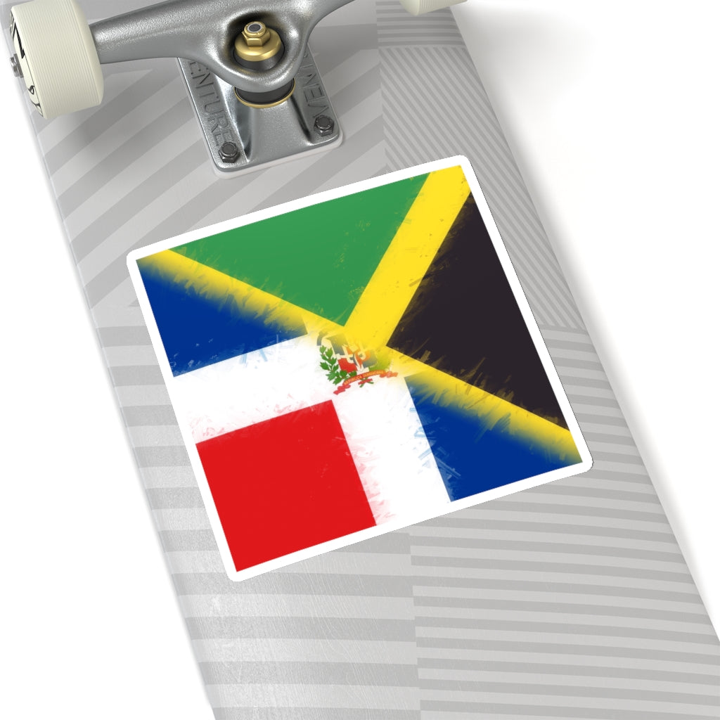 Half Dominican Republic Jamaica Sticker | DR Jamaica