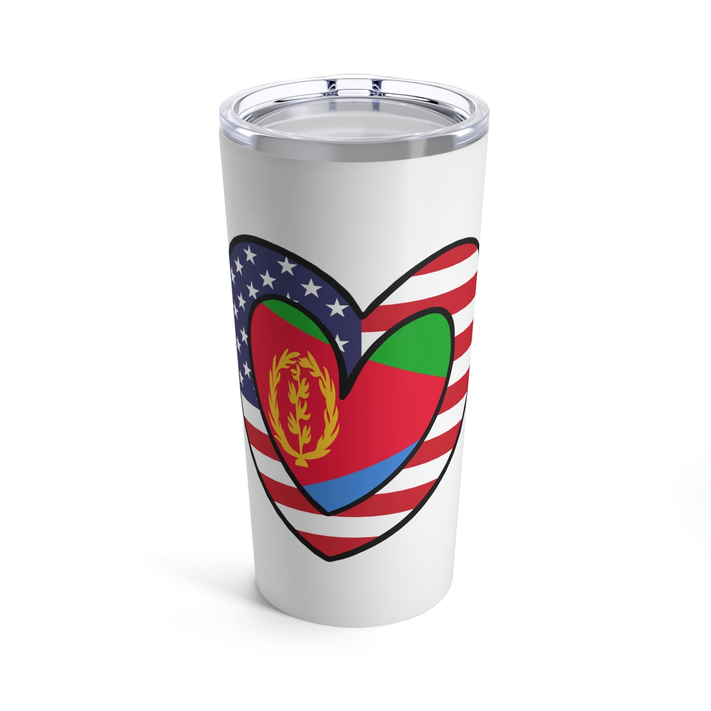 American Eritrean Flag Heart Valentines Day Gift USA Eritrea Tumbler 20oz