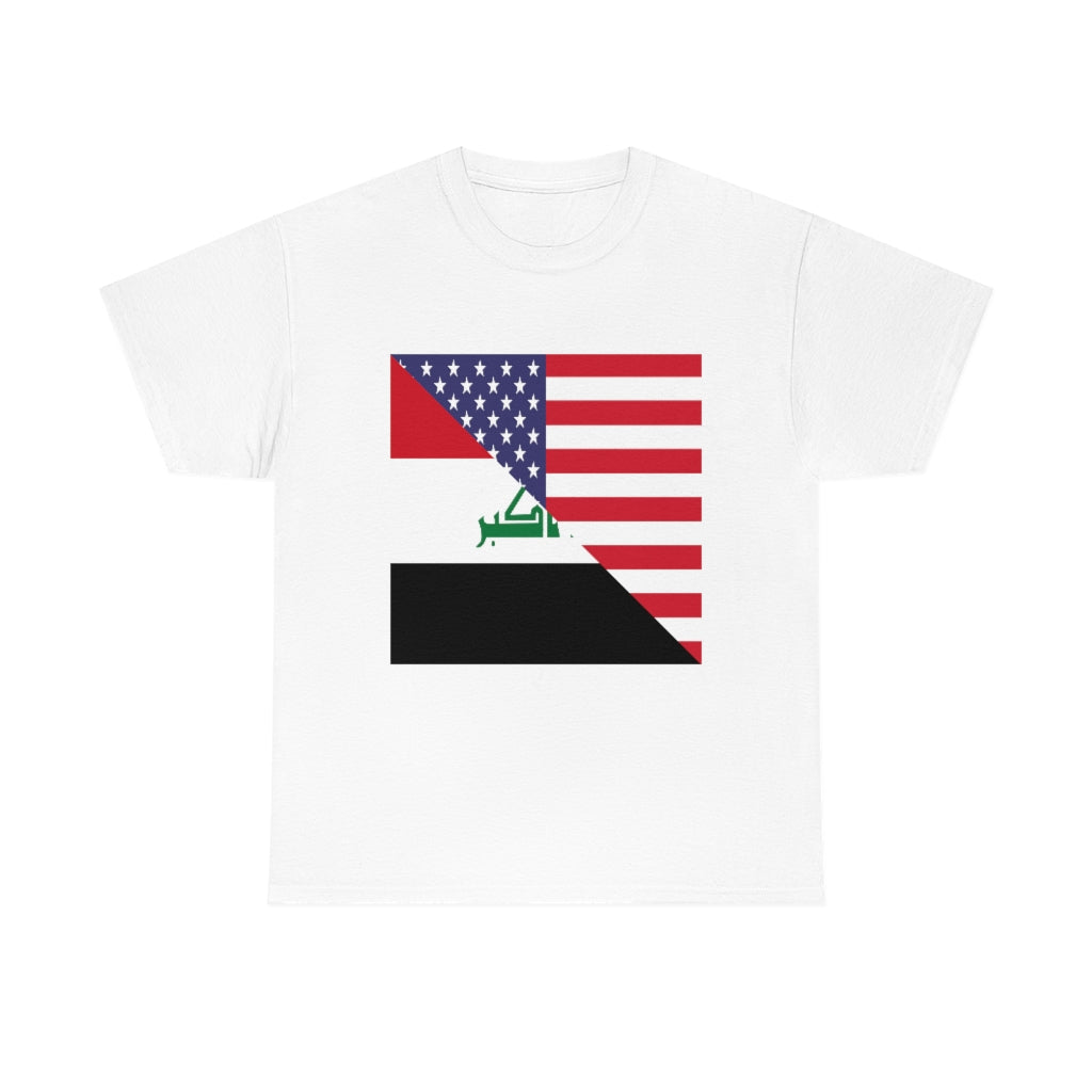 Iraq American Flag Tee Shirt | Unisex Iraqi USA Tshirt