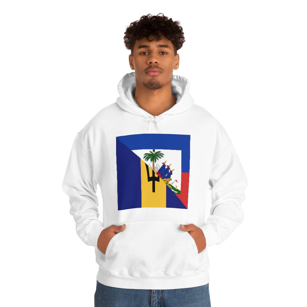 Bajan Haitian Flag Hoodie  | Unisex Half Haiti Barbados USA Pullover