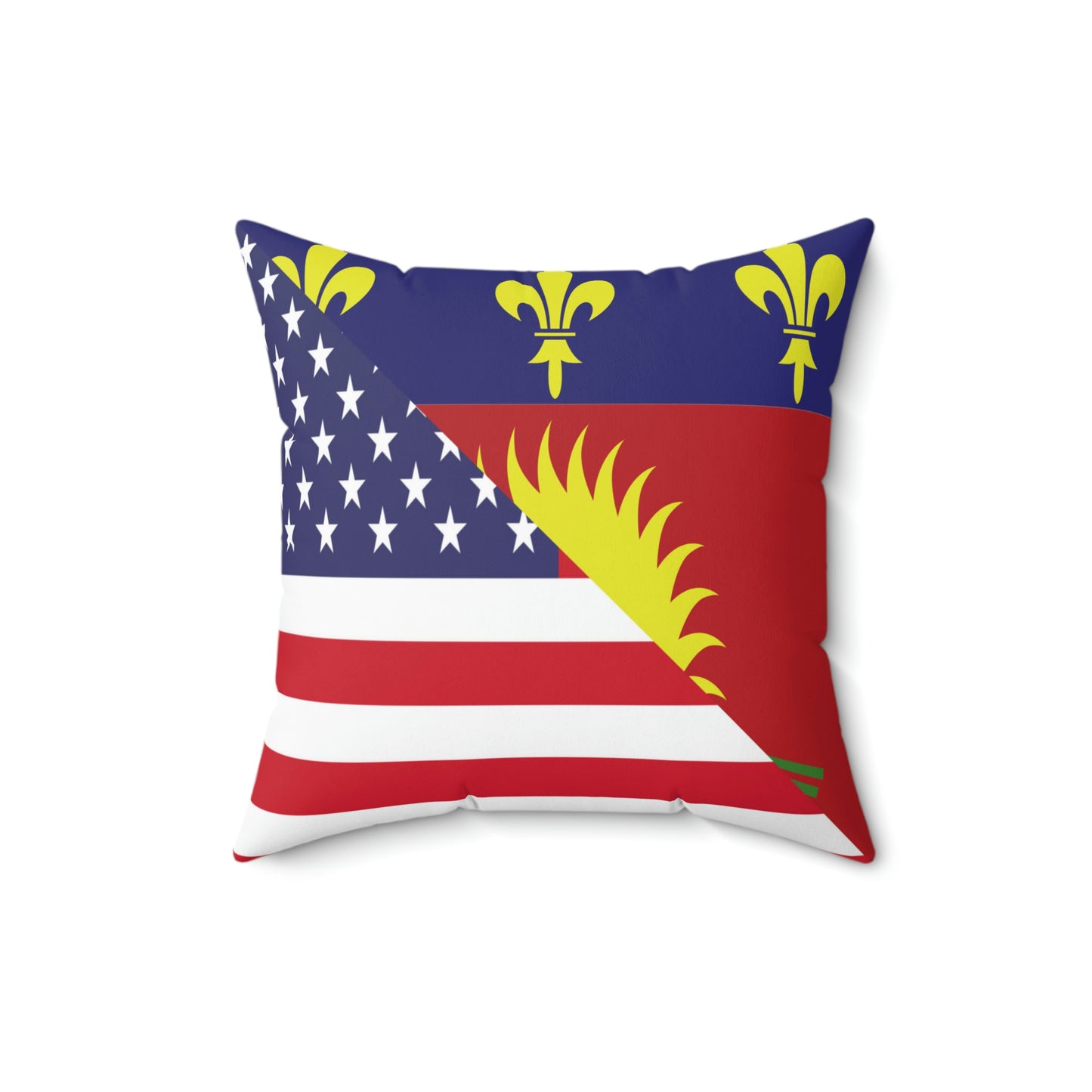 Guadeloupe American Flag Half Guadeloupean USA Spun Polyester Square Pillow