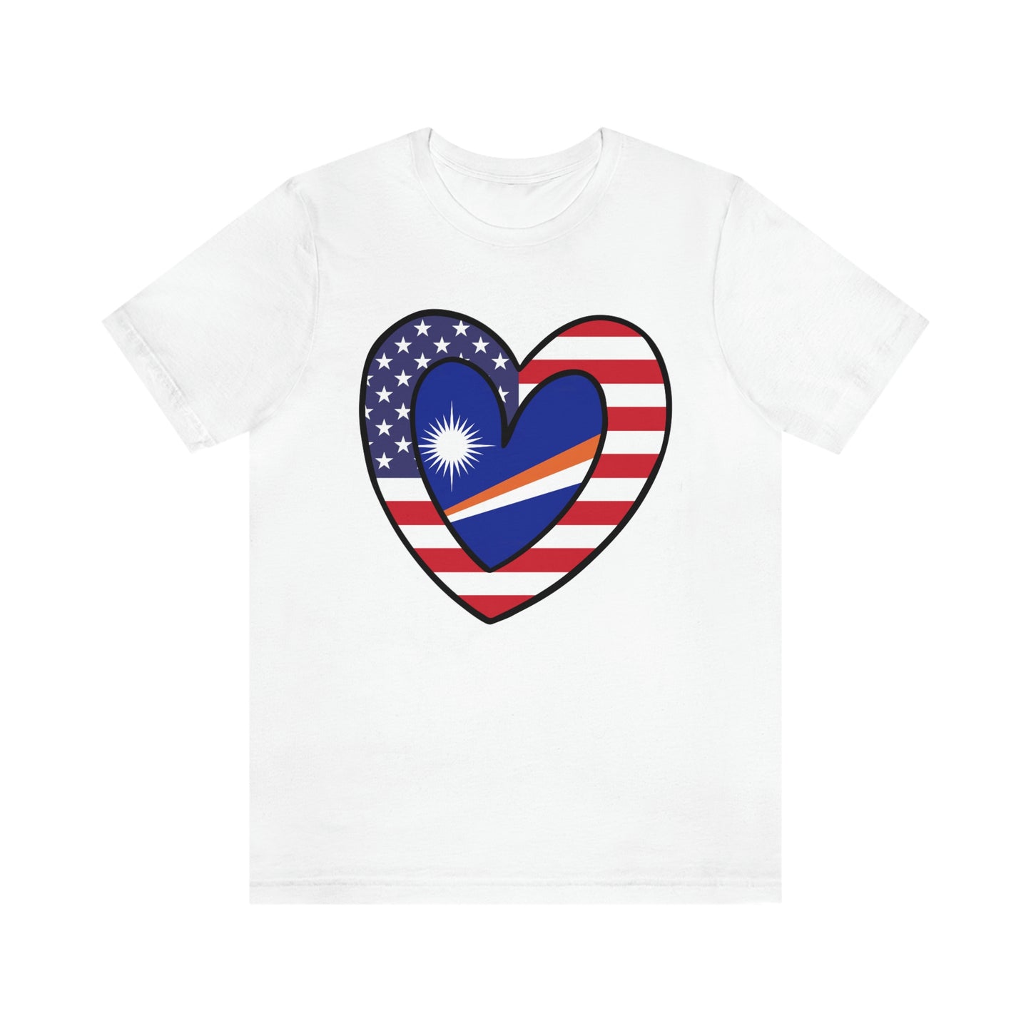 Marshal Islands American Heart Valentines Day Gift Tee Shirt | Marshallese USA Flag Wedding T-Shirt