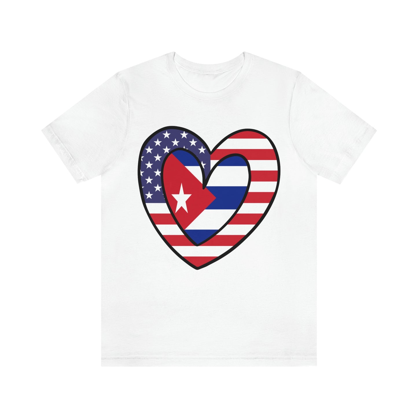 Cuban American Heart Valentines Day Gift Tee Shirt | Half Cuba USA Flag T-Shirt