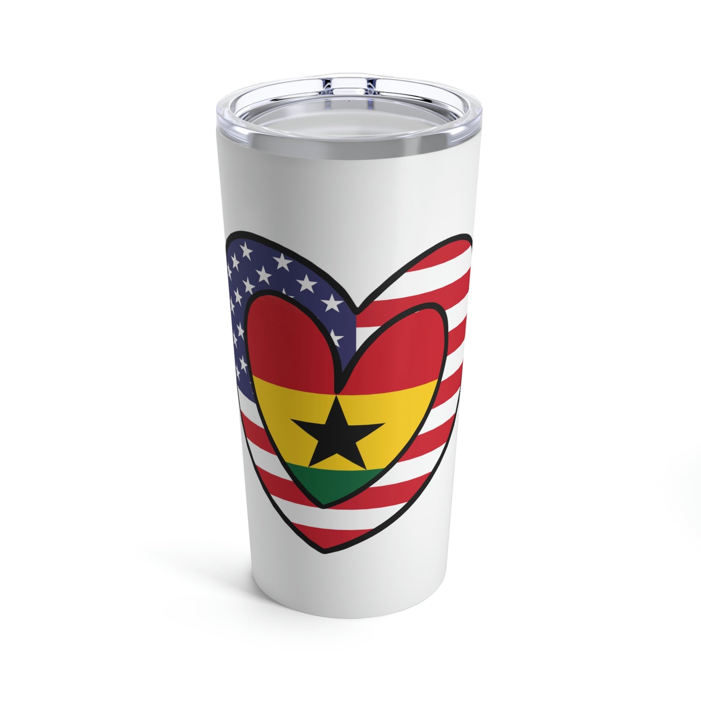 American Ghanaian Flag Heart Valentines Day Gift USA Ghana Tumbler 20oz