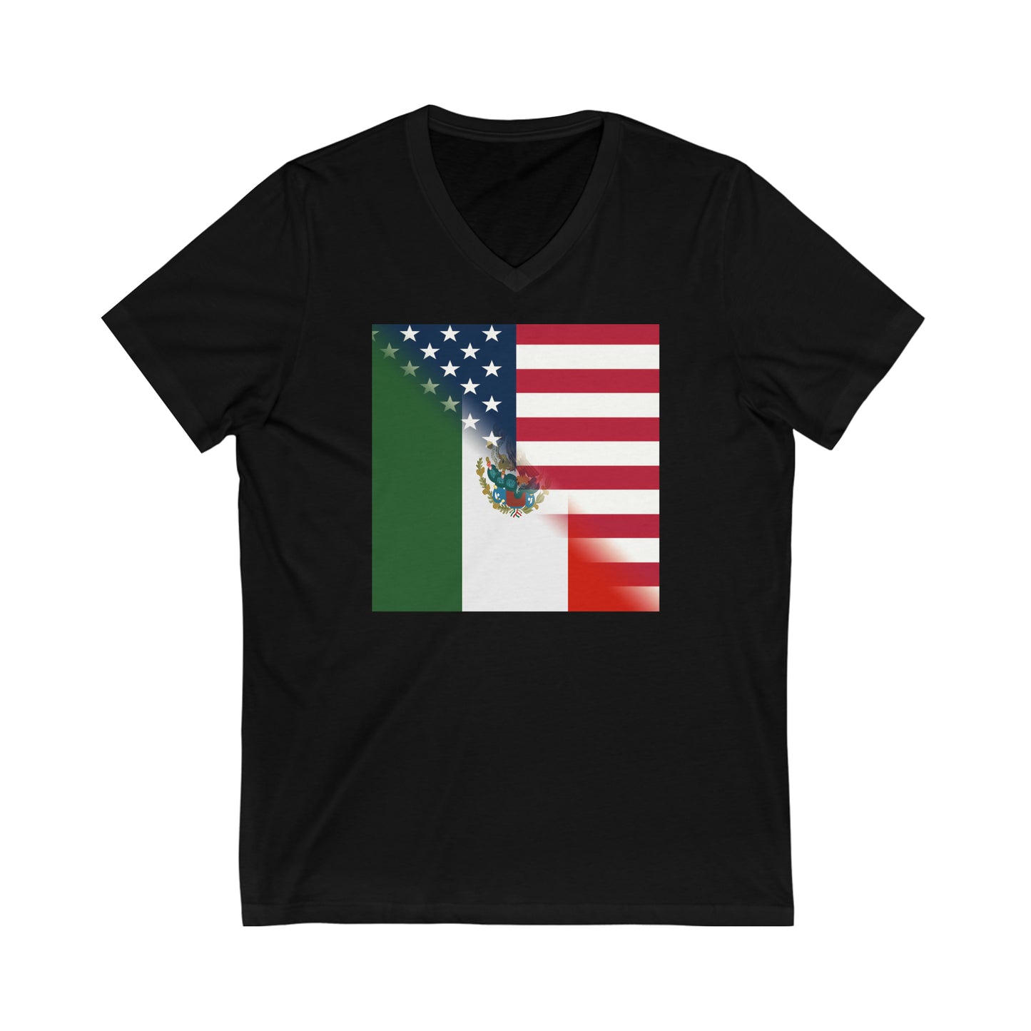 Mexico America Flag | Half US Mexican V-Neck T-Shirt | Unisex Vee Shirt