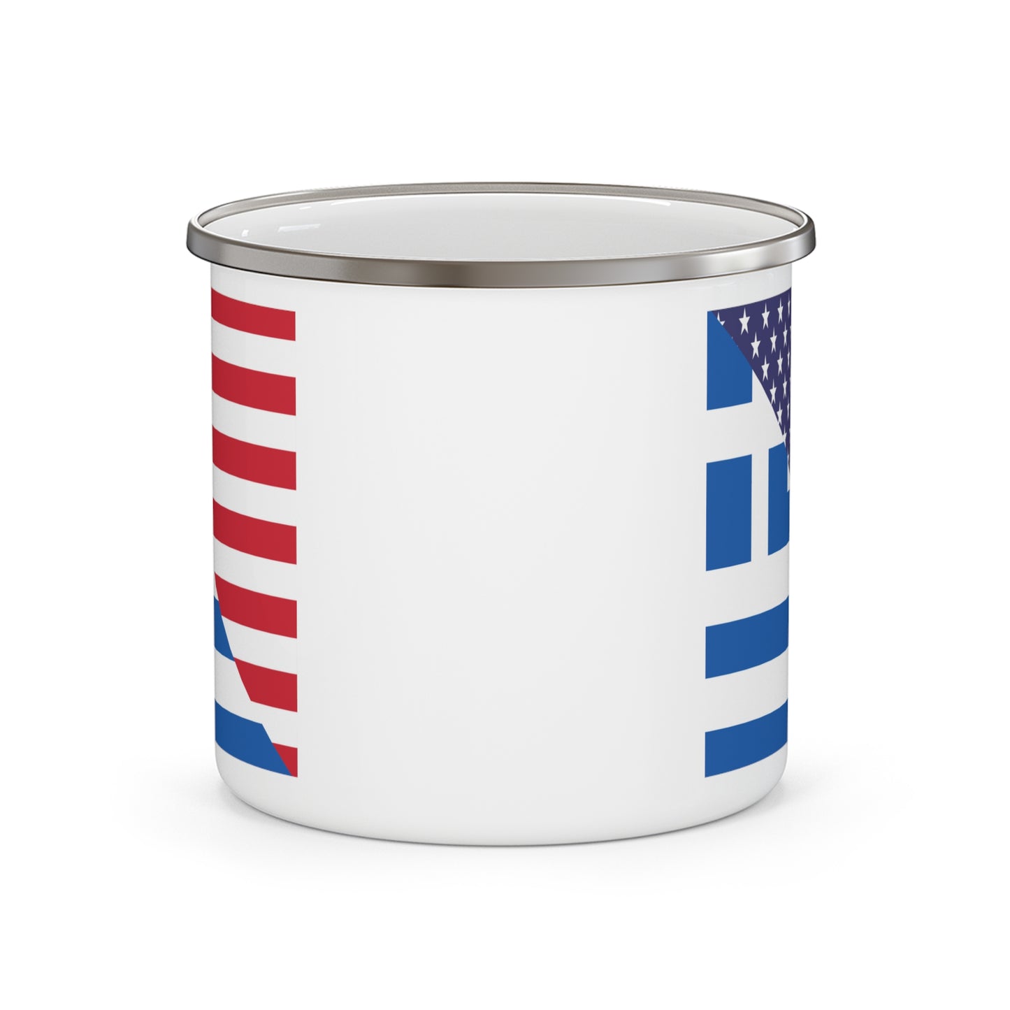 Greek American Flag Half Greece USA 12oz Enamel Mug