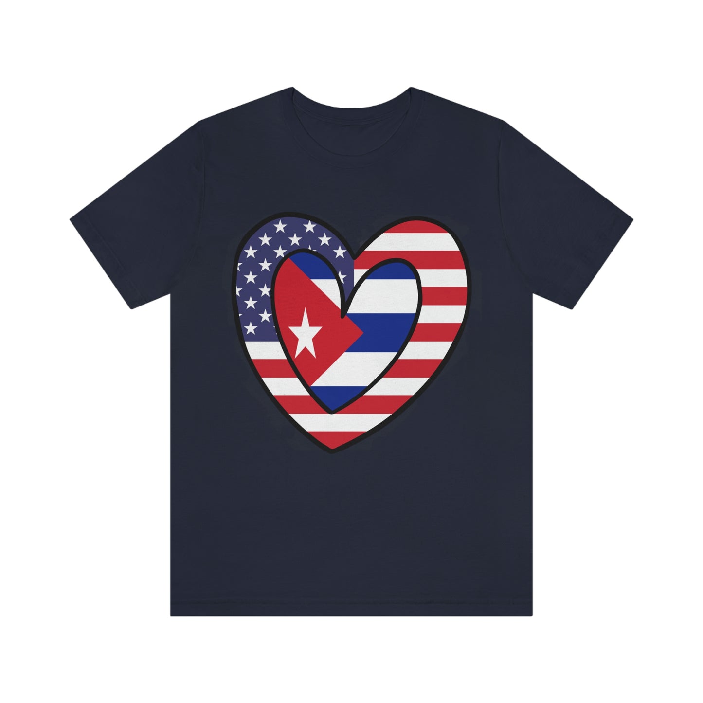 Cuban American Heart Valentines Day Gift Tee Shirt | Half Cuba USA Flag T-Shirt