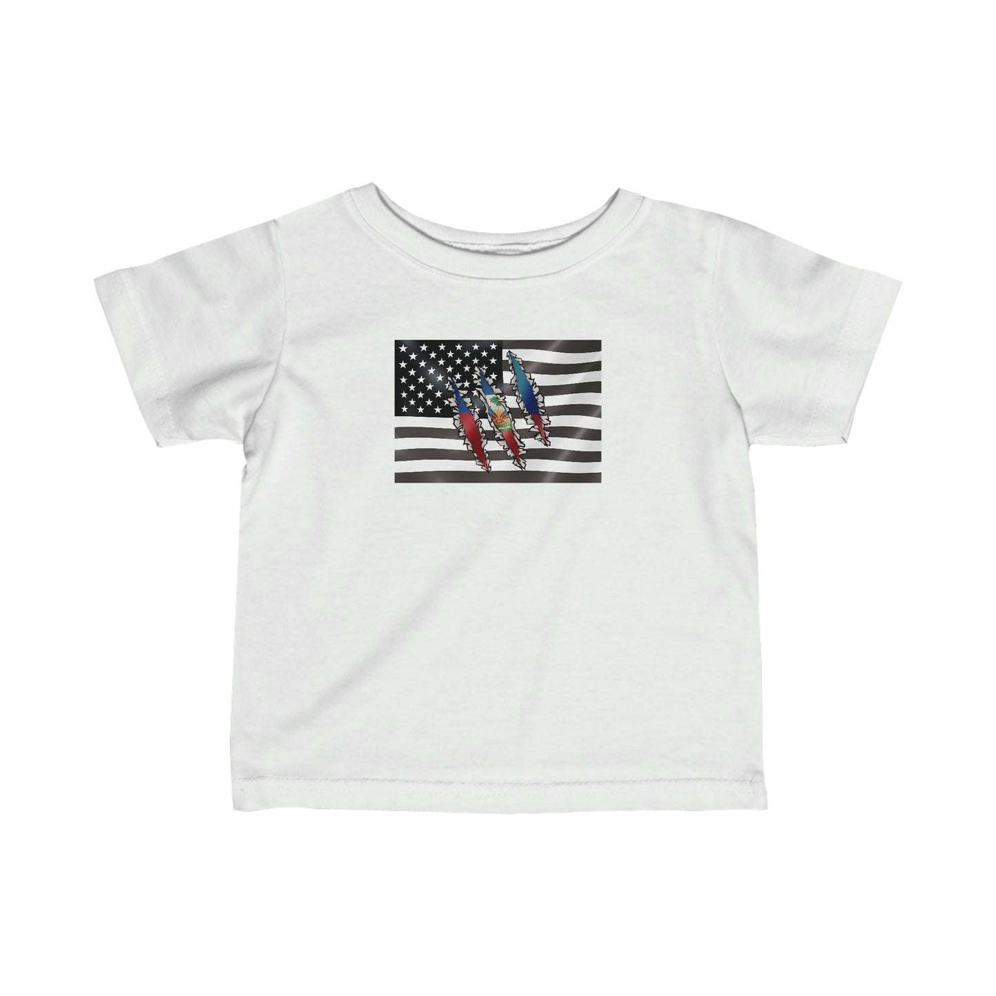 Infant Slashed Haitian Flag | Haiti Toddler Tee Shirt