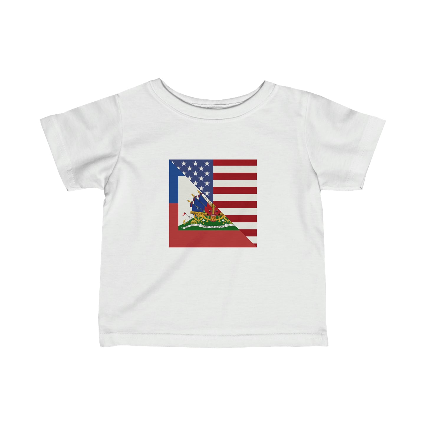 Infant Haiti America Flag | Half Haitian American Flag Ayiti Toddler Tee Shirt