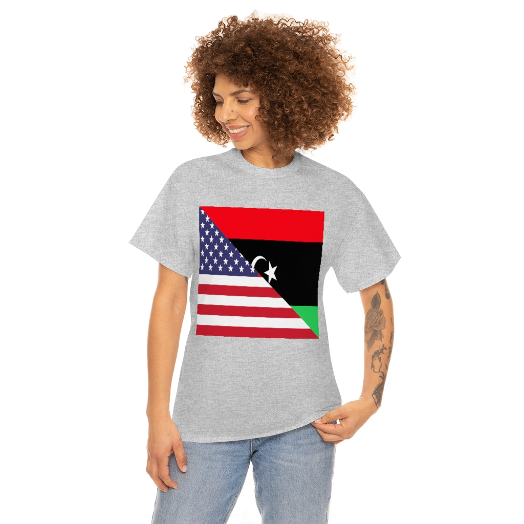 Libyan American Flag Tee Shirt | Unisex Libya USA Tshirt