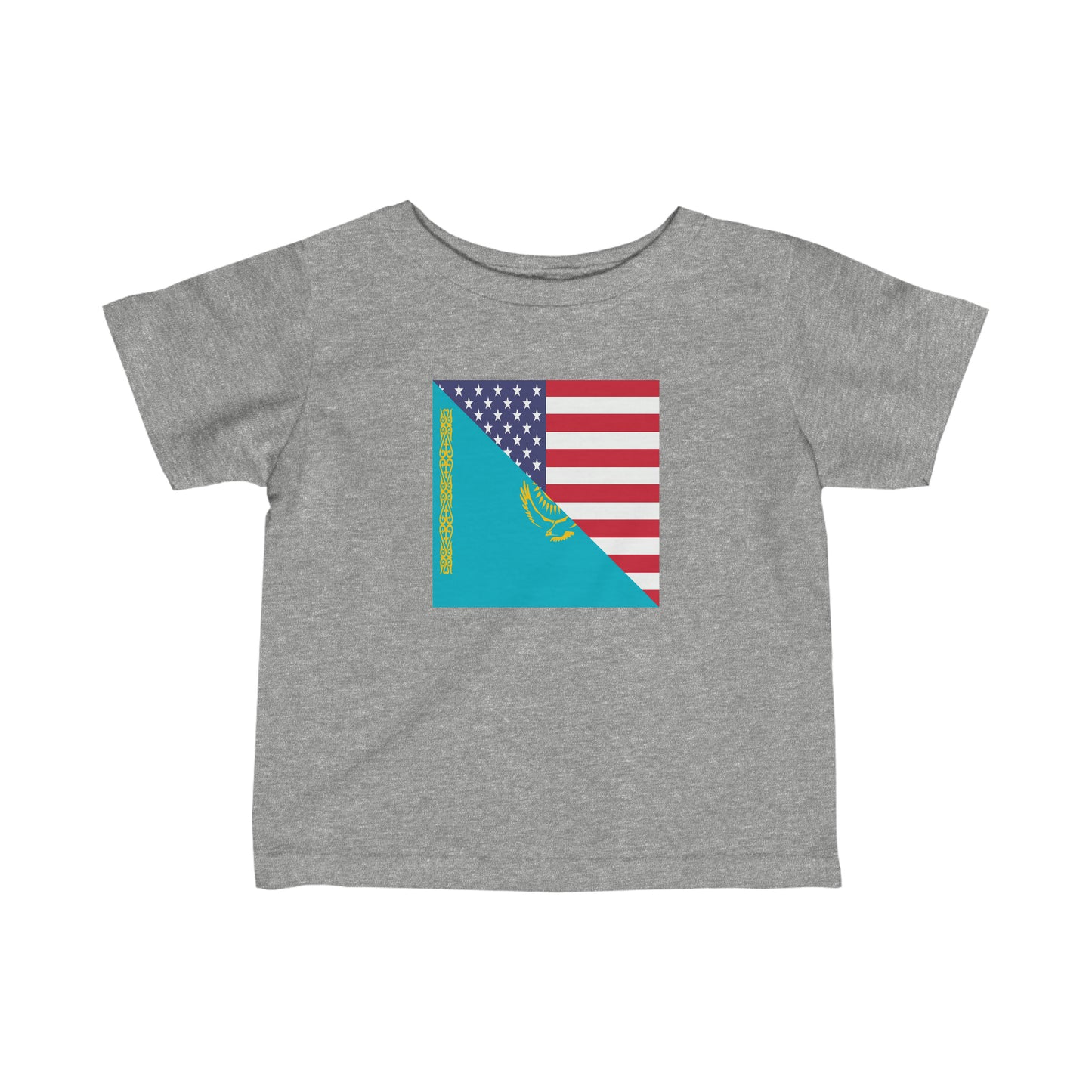 Infant Kazakhstan American Flag USA Toddler Tee Shirt