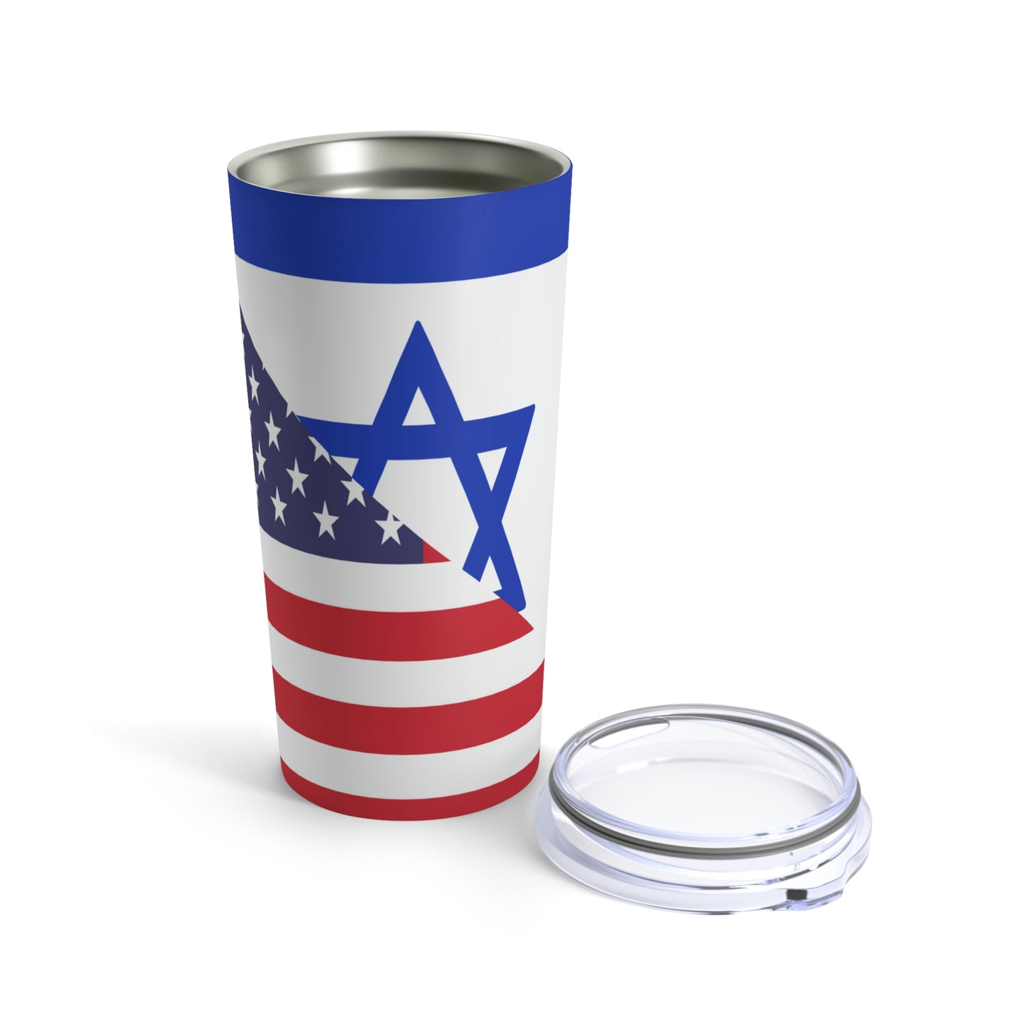 Israel American Flag Half Israeli USA Tumbler 20oz Beverage Container