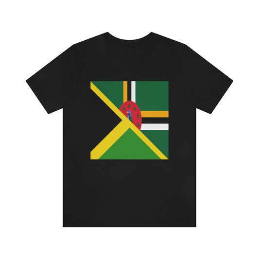 Half Dominican Jamaican Flag Tee | Dominica Jamaica Men Women Shirt