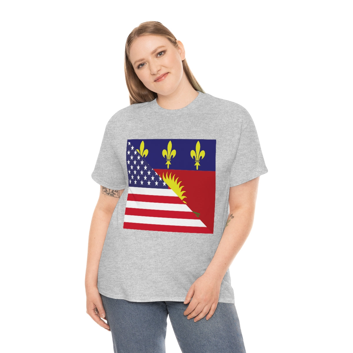 Guadeloupe American Flag Half Guadeloupean USA T-Shirt | Unisex Tee Shirt