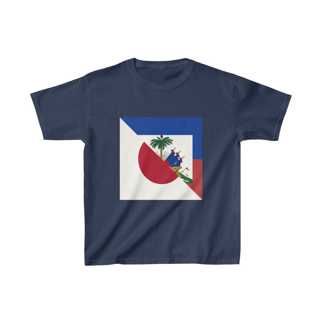 Kids Haitian Japanese Flag | Half Haiti Japan T-Shirt | Unisex Tee Shirt