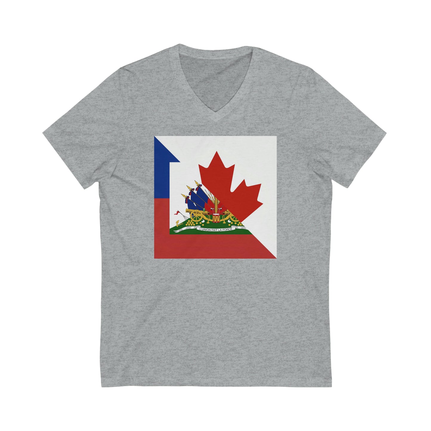 Haitian Canadian Flag | Half Haiti Canada Canadien V-Neck T-Shirt | Unisex Vee Shirt