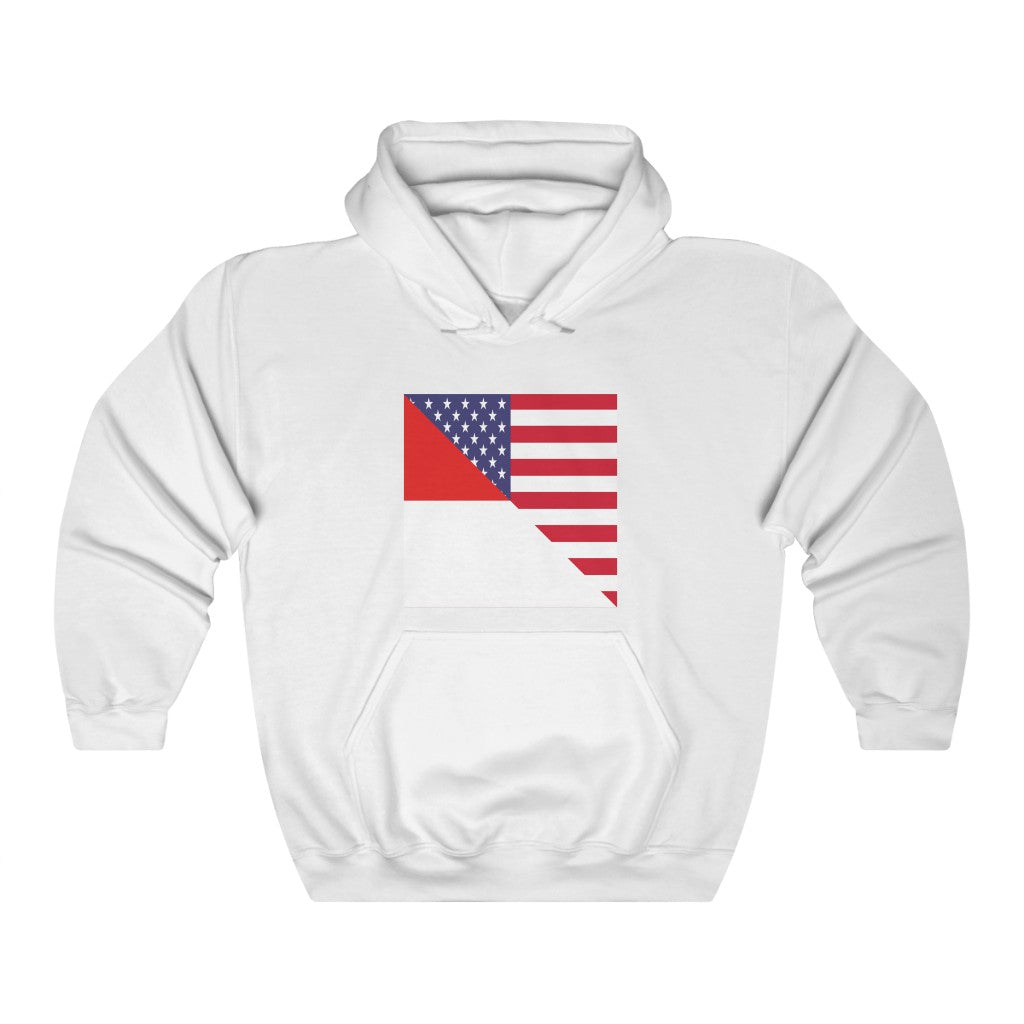 Indonesian American Flag Hoodie  | Unisex Half Indonesia USA Pullover