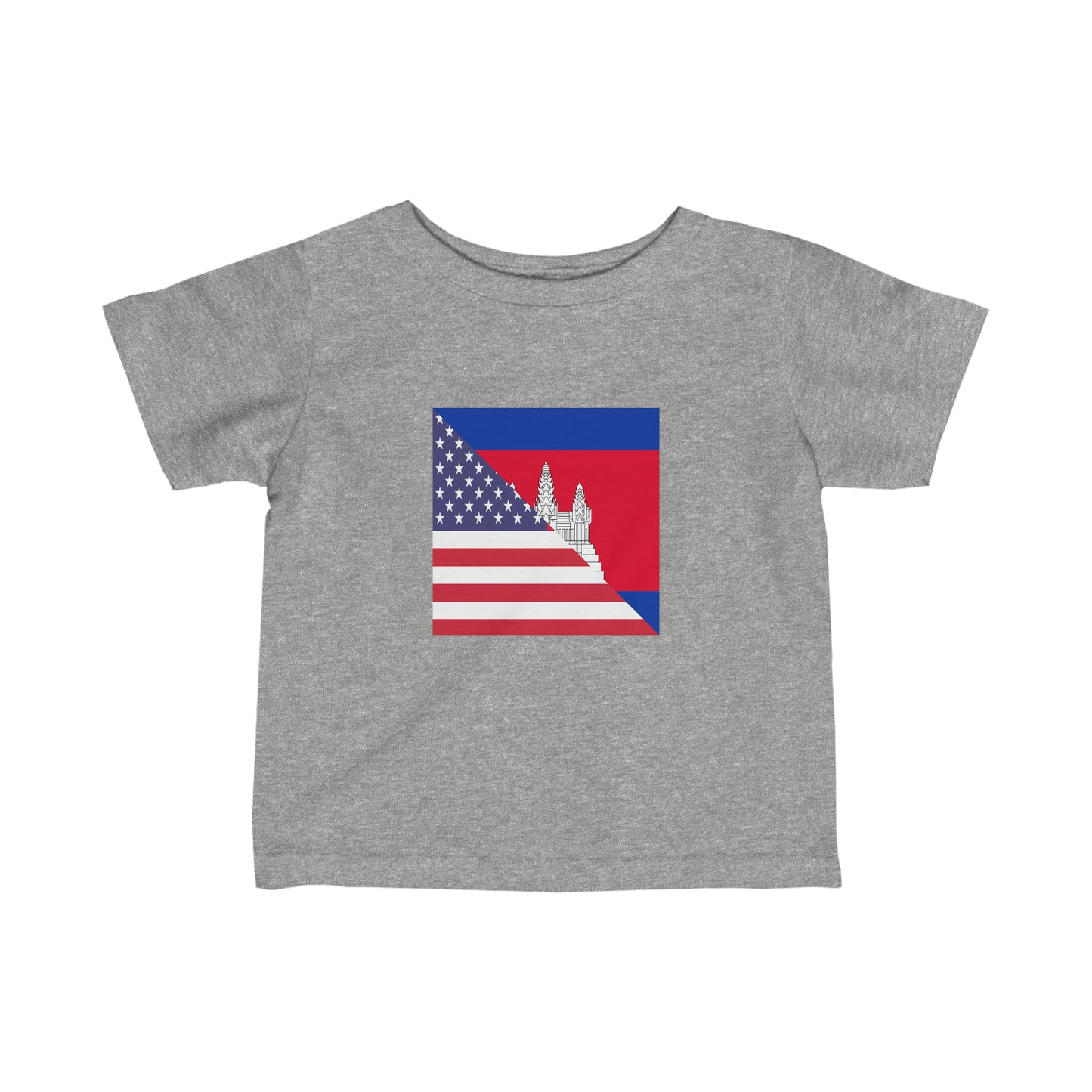 Infant Cambodian American Flag Half Cambodia USA Toddler Tee Shirt