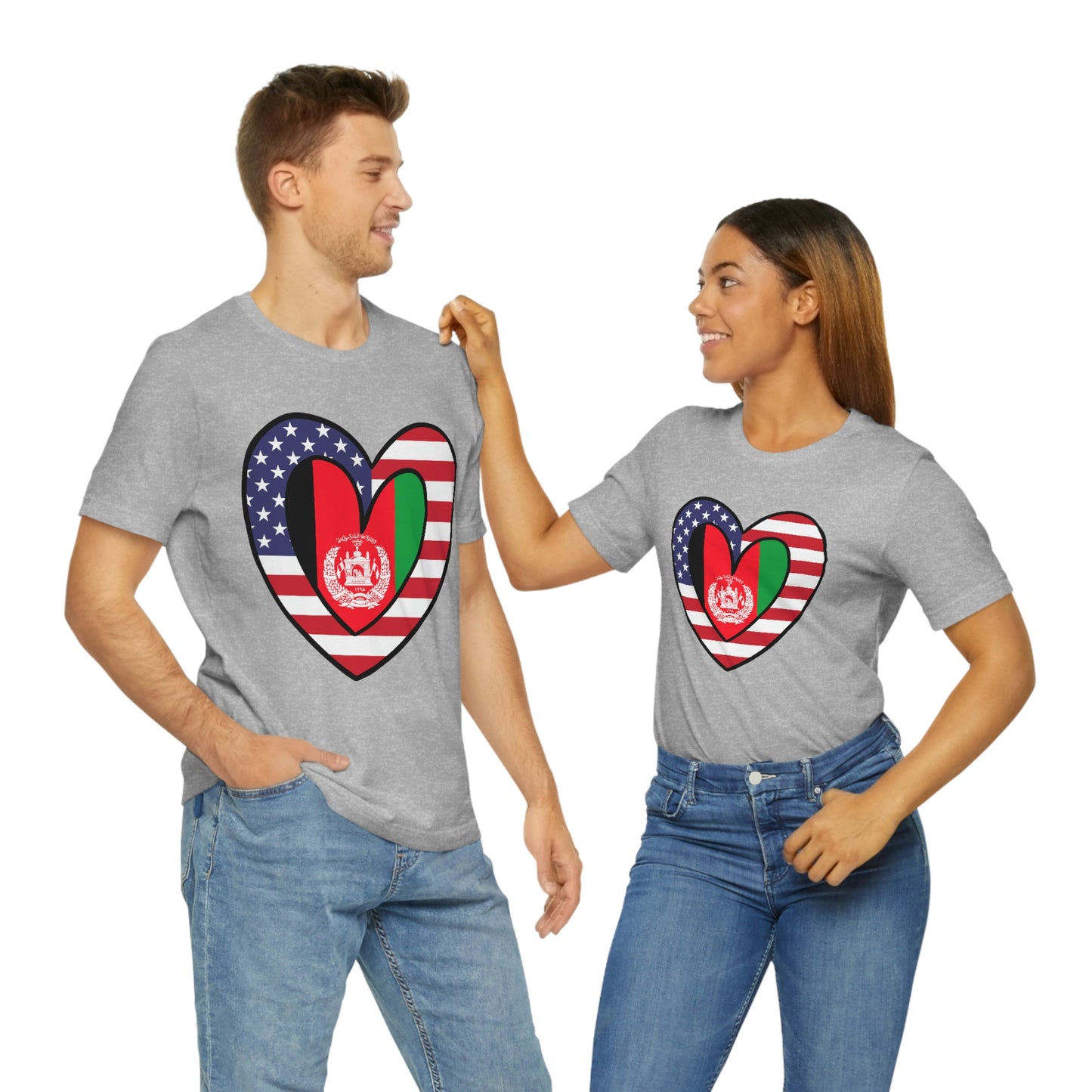 Afghan American Heart Valentines Day Gift Tee Shirt | Afghanistan USA Flag T-Shirt