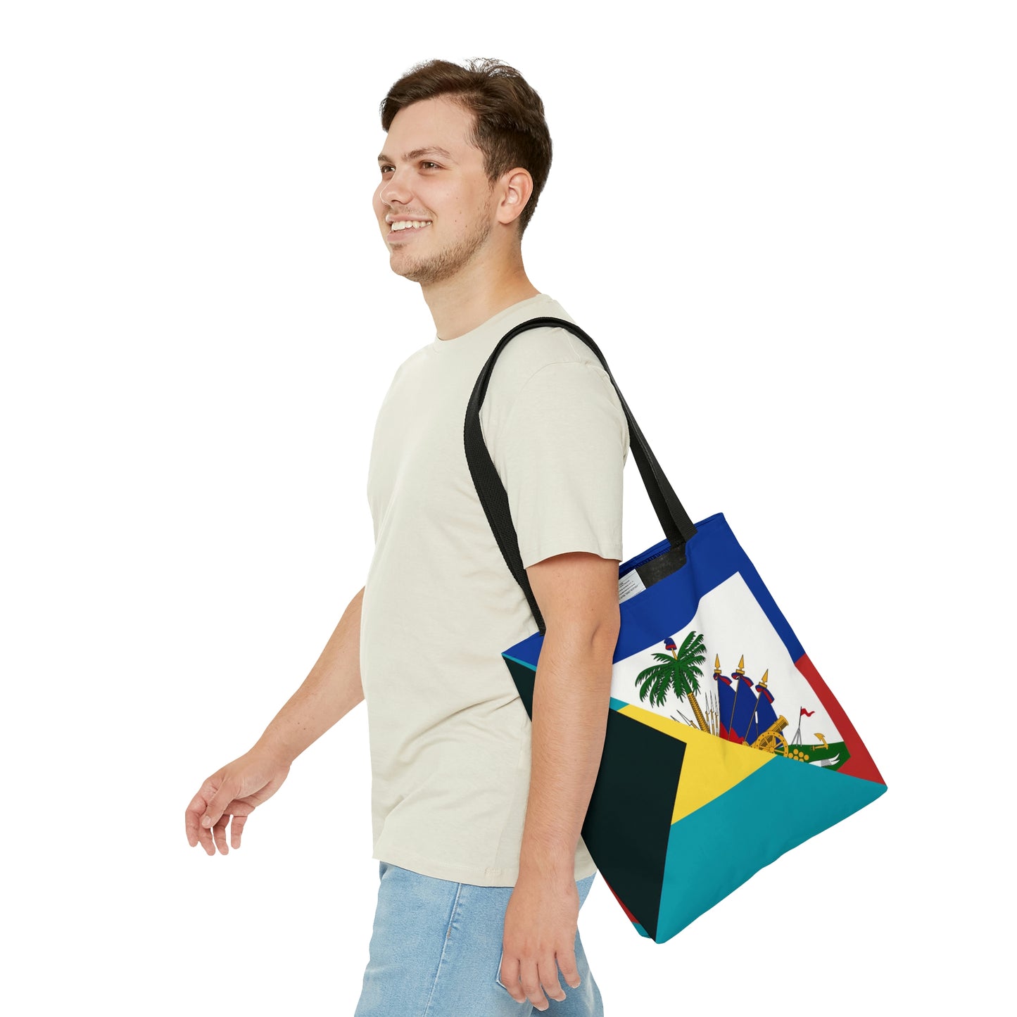 Haiti Bahamas Flag | Half Haitian Bahamian Flag Tote Bag | Shoulder Bag