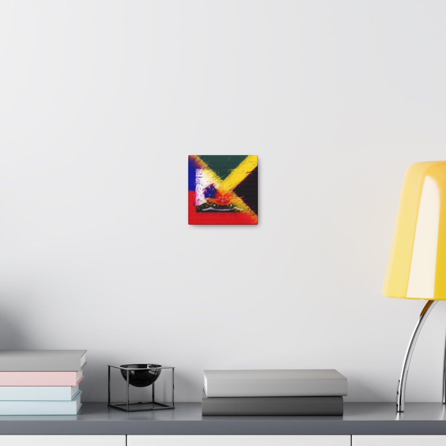 Haitian Jamaican Painted Flag | Haiti Jamaica Canvas Gallery Wraps | Wall Art