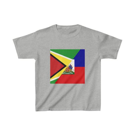 Kids Guyanese Haitian Flag | Half Guyana Haiti Flag T-Shirt | Unisex Tee Shirt