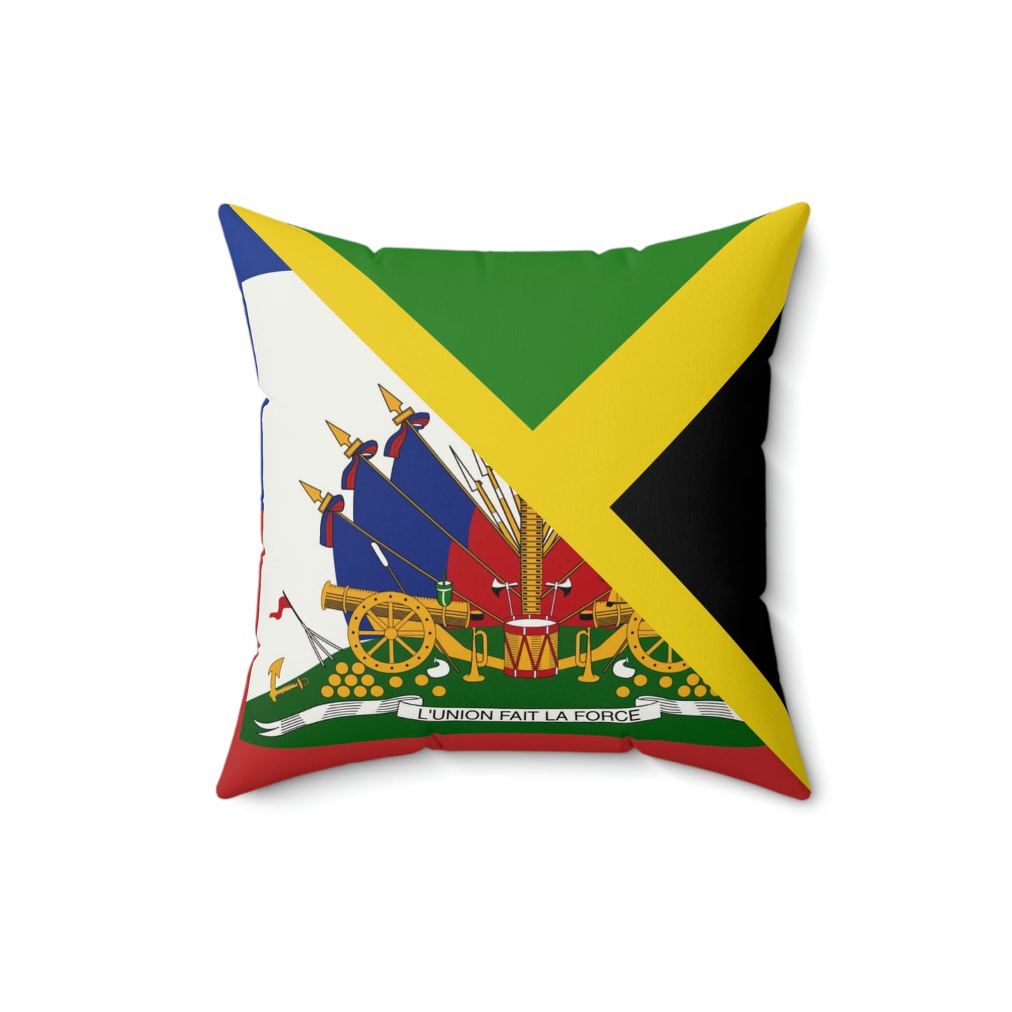 Haitian Jamaican Flag | Half Jamaica Haiti Spun Polyester Square Pillow