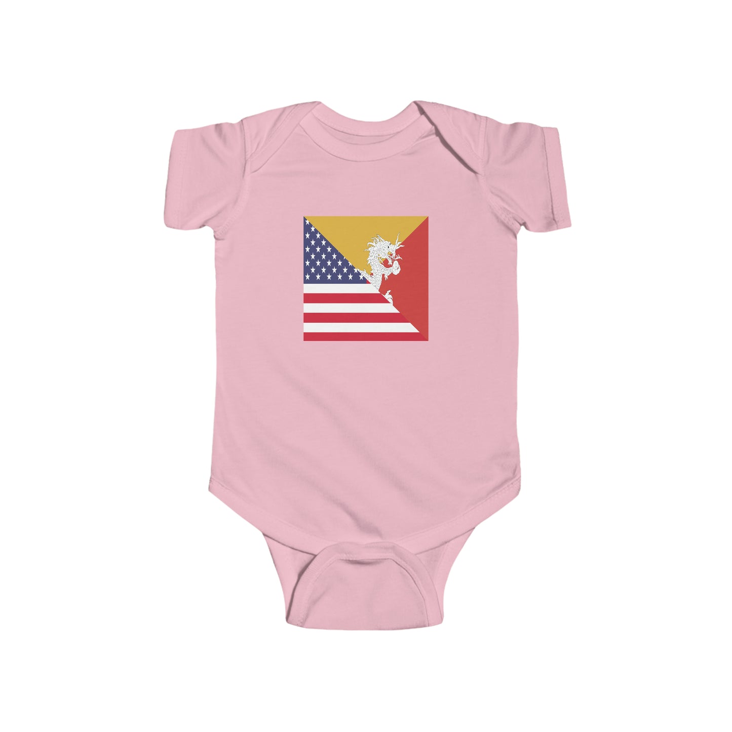 Bhutan American Flag Half Bhutanese USA Baby Bodysuit | Newborn Boy Girl