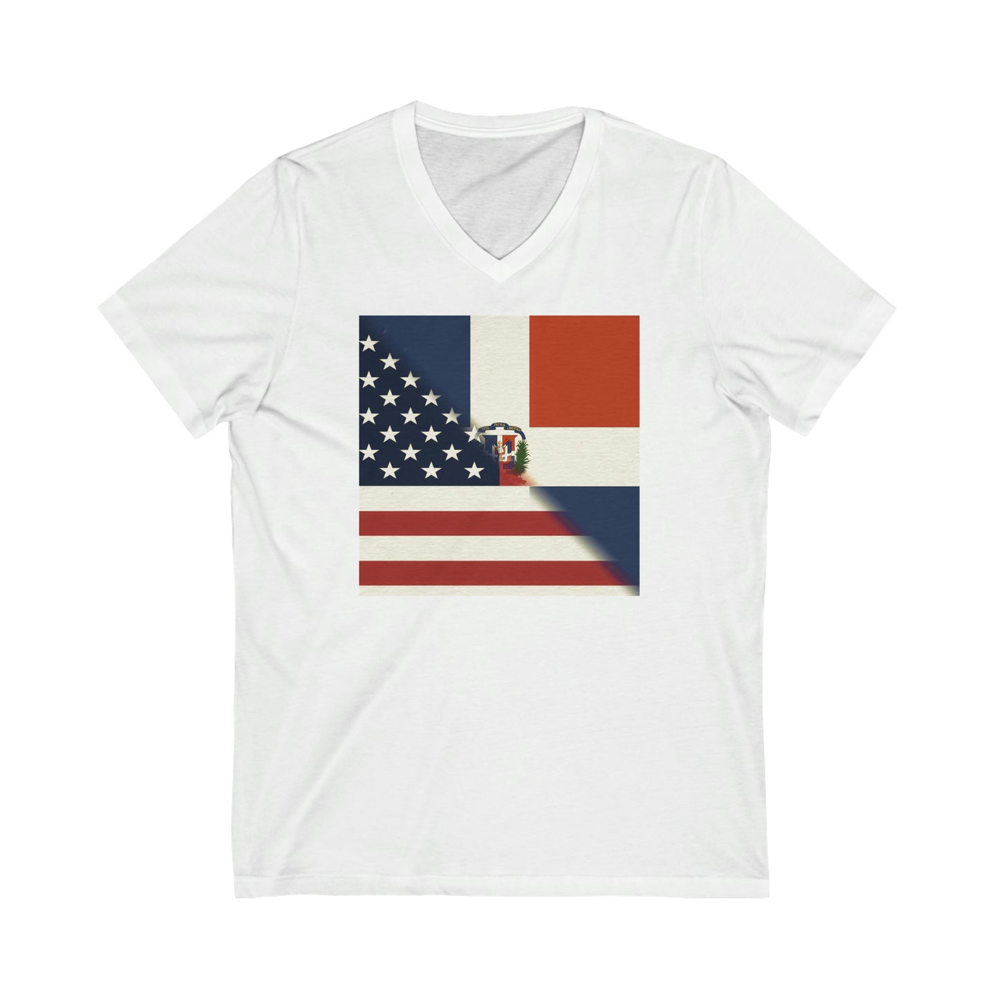 Dominican Republic America Flag | US D.R. V-Neck T-Shirt | Unisex Vee Shirt