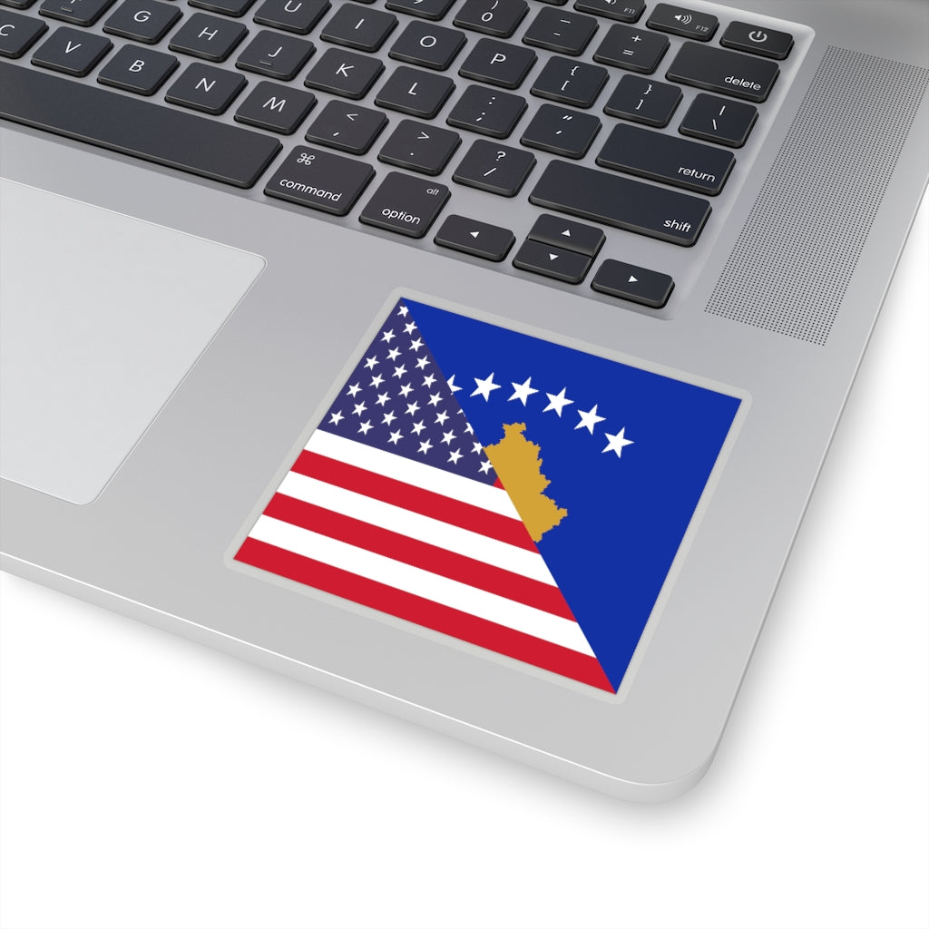 Kosovar American Flag Sticker | Kosovo USA Stickers