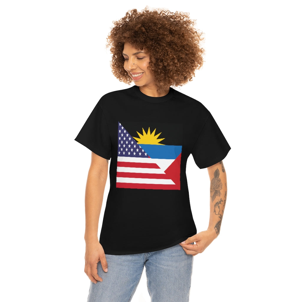 Antigua and Barbuda American Flag Tee Shirt | Antiguan USA Tshirt