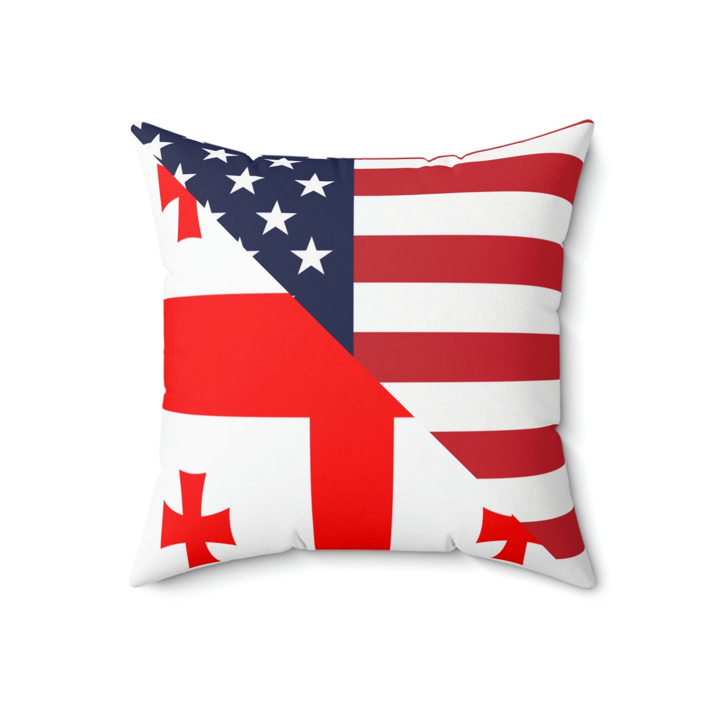 Georgian American Flag Georgia USA Spun Polyester Square Pillow