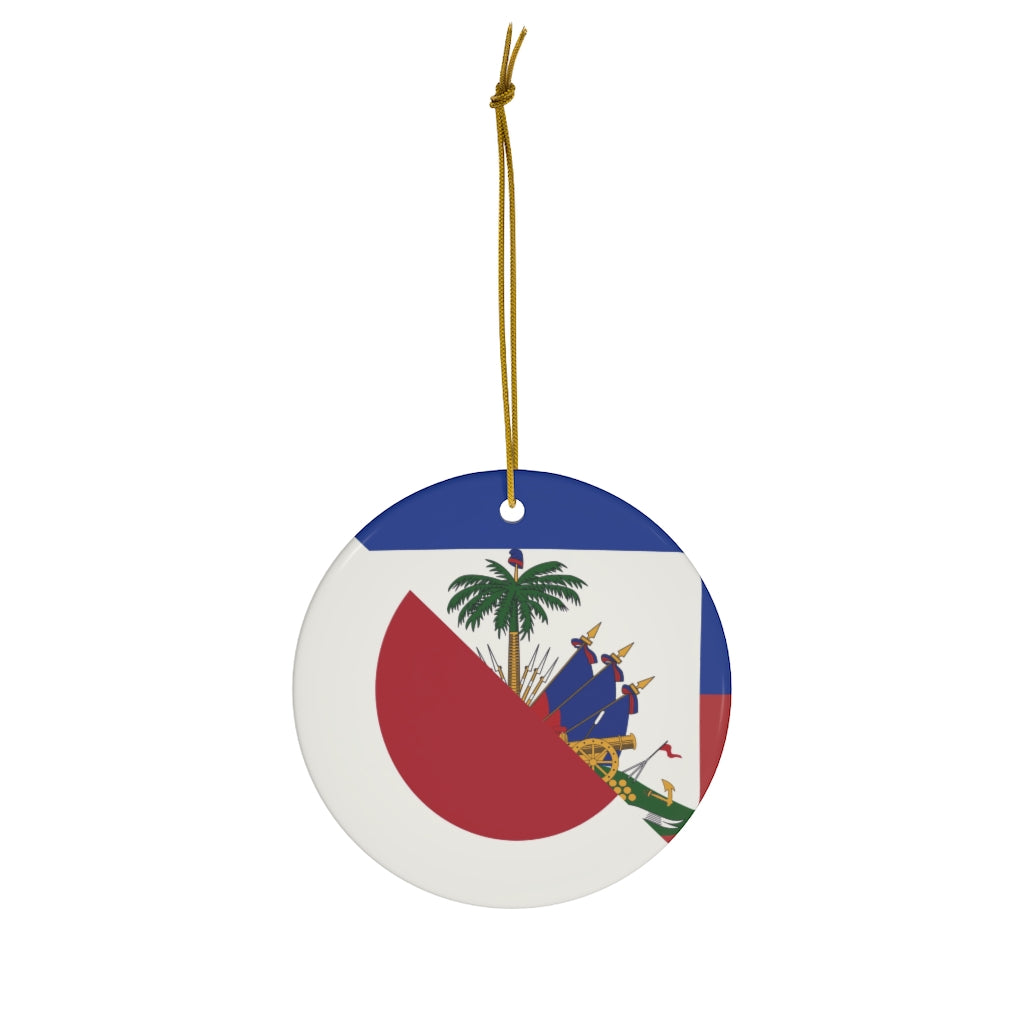 Japanese Haitian Flag Ceramic Ornaments | Japan Haiti Christmas Tree