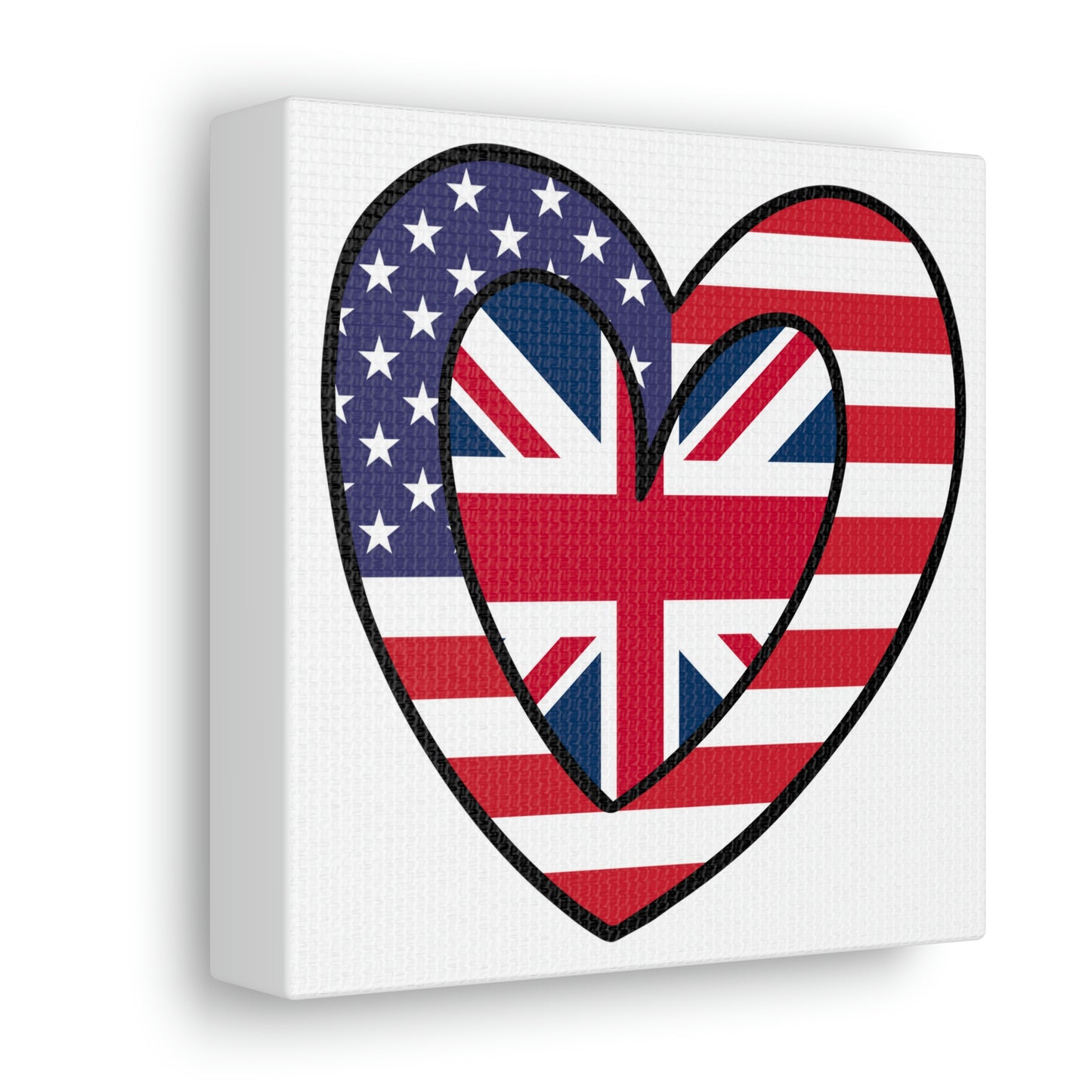 American UK Flag Inner Heart USA United Kingdom Canvas Gallery Wraps | Wall Art