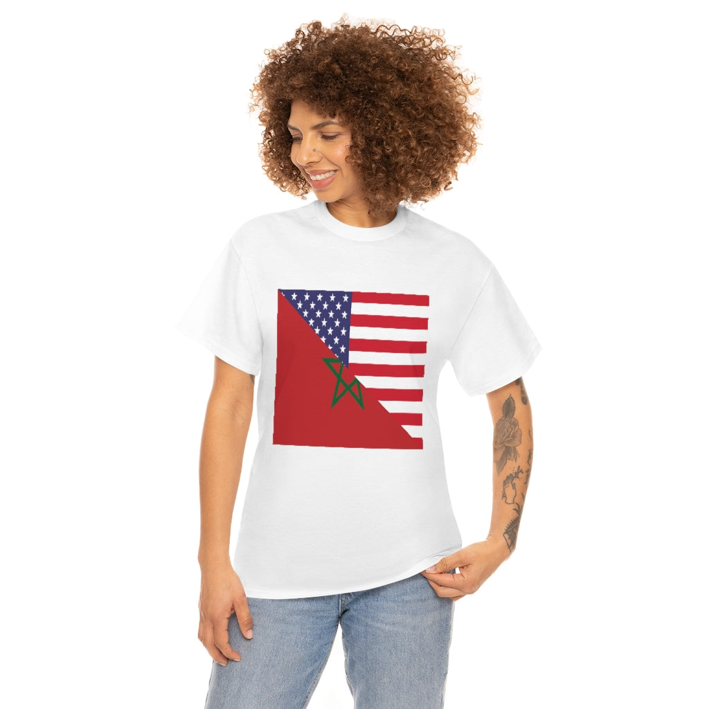 Moroccan American Flag Tee Shirt | Morocco USA Tshirt