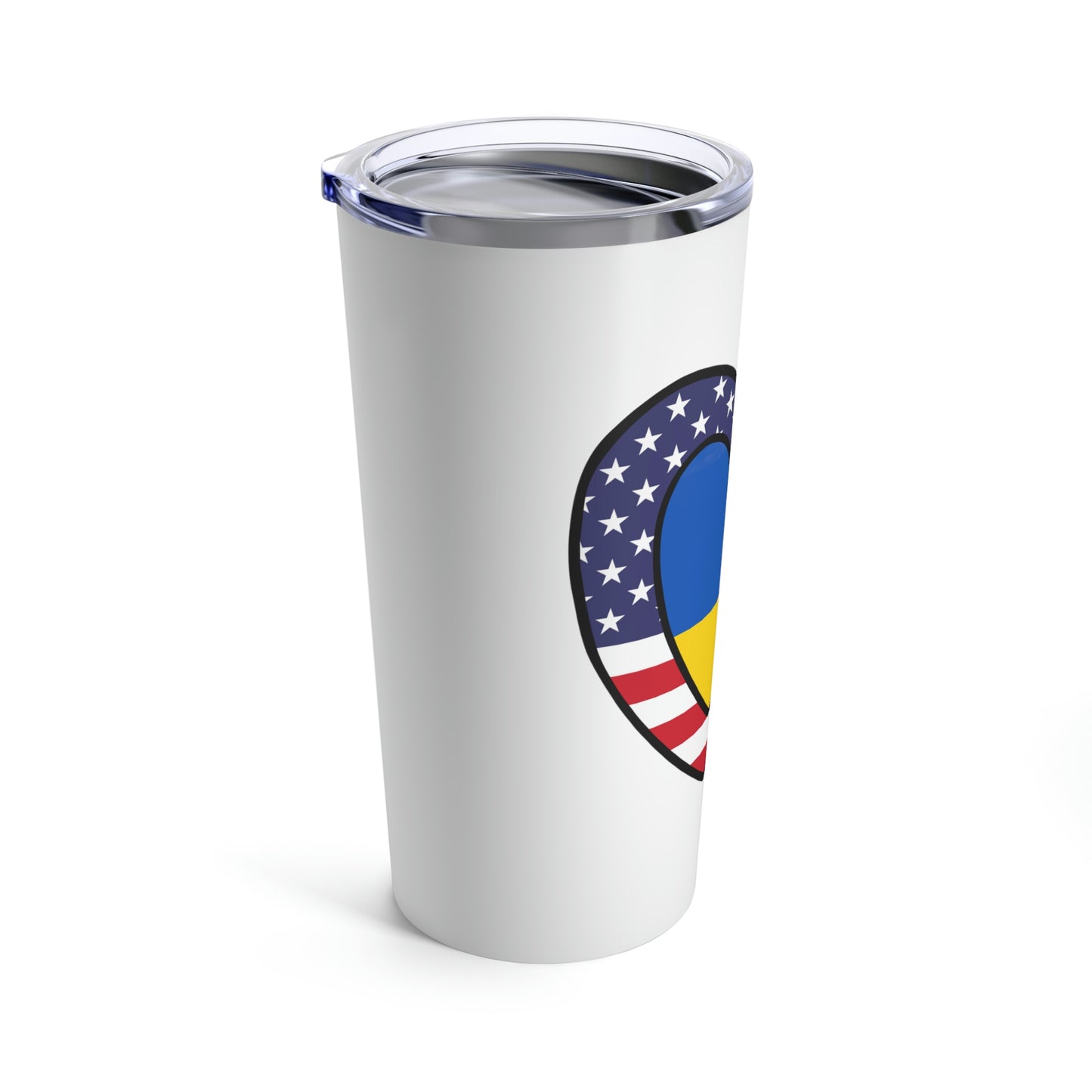 American Ukrainian Flag Heart Valentines Day Gift USA Ukraine  Tumbler 20oz