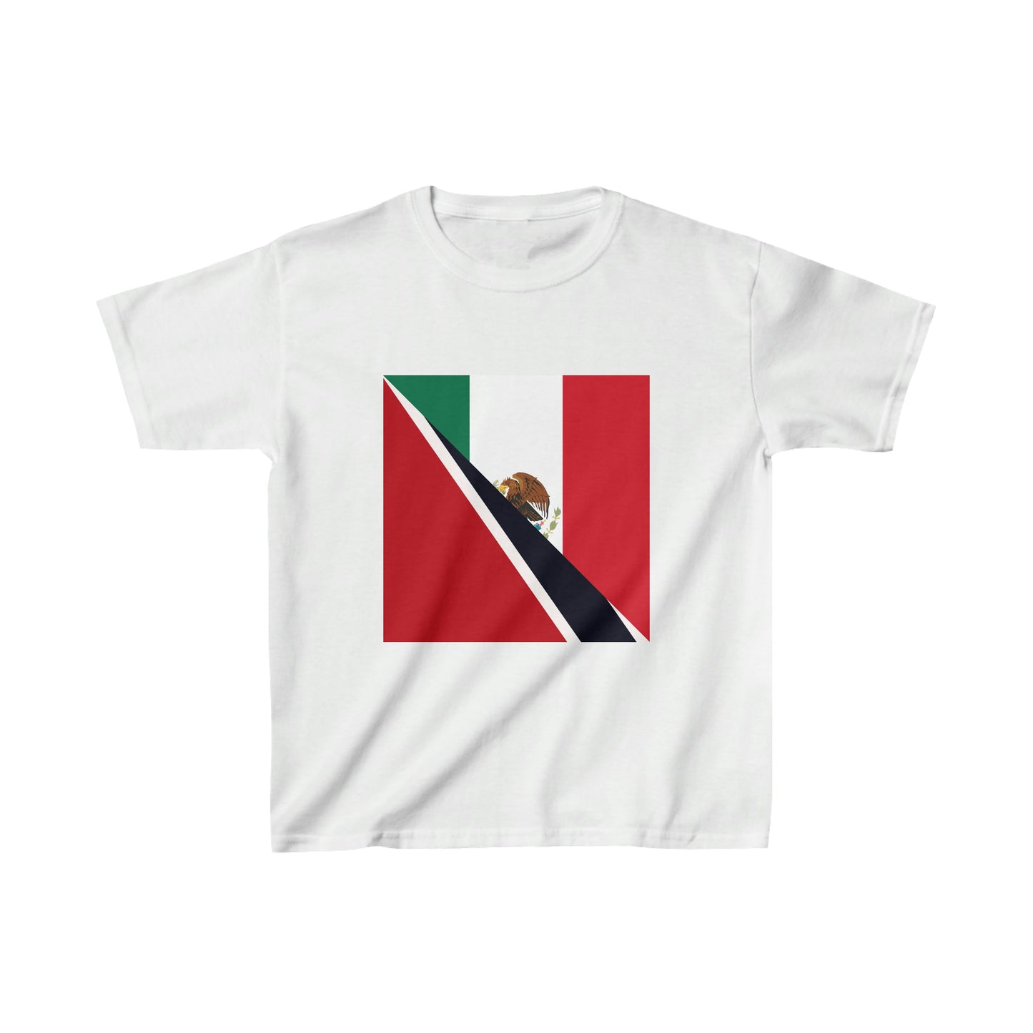 Kids Trini Mexican Flag Half Trinidad Tobago Mexico T-Shirt | Unisex Tee Shirt