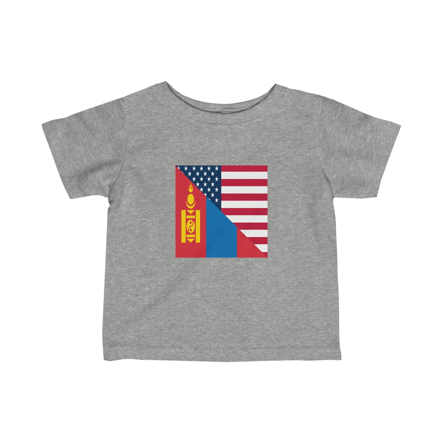 Infant Mongolian American Flag Half Mongolia USA Toddler Tee Shirt