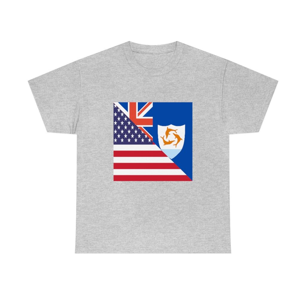 Anguillan American Flag Tee Shirt | Anguilla USA Tshirt