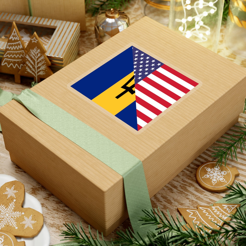 Bajan American Flag Sticker | Barbados USA Stickers