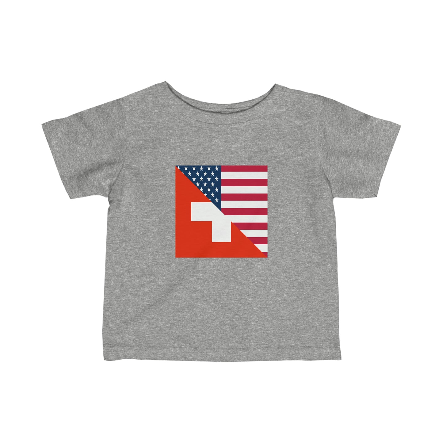 Infant Swiss American Flag Switzerland USA Toddler Tee Shirt