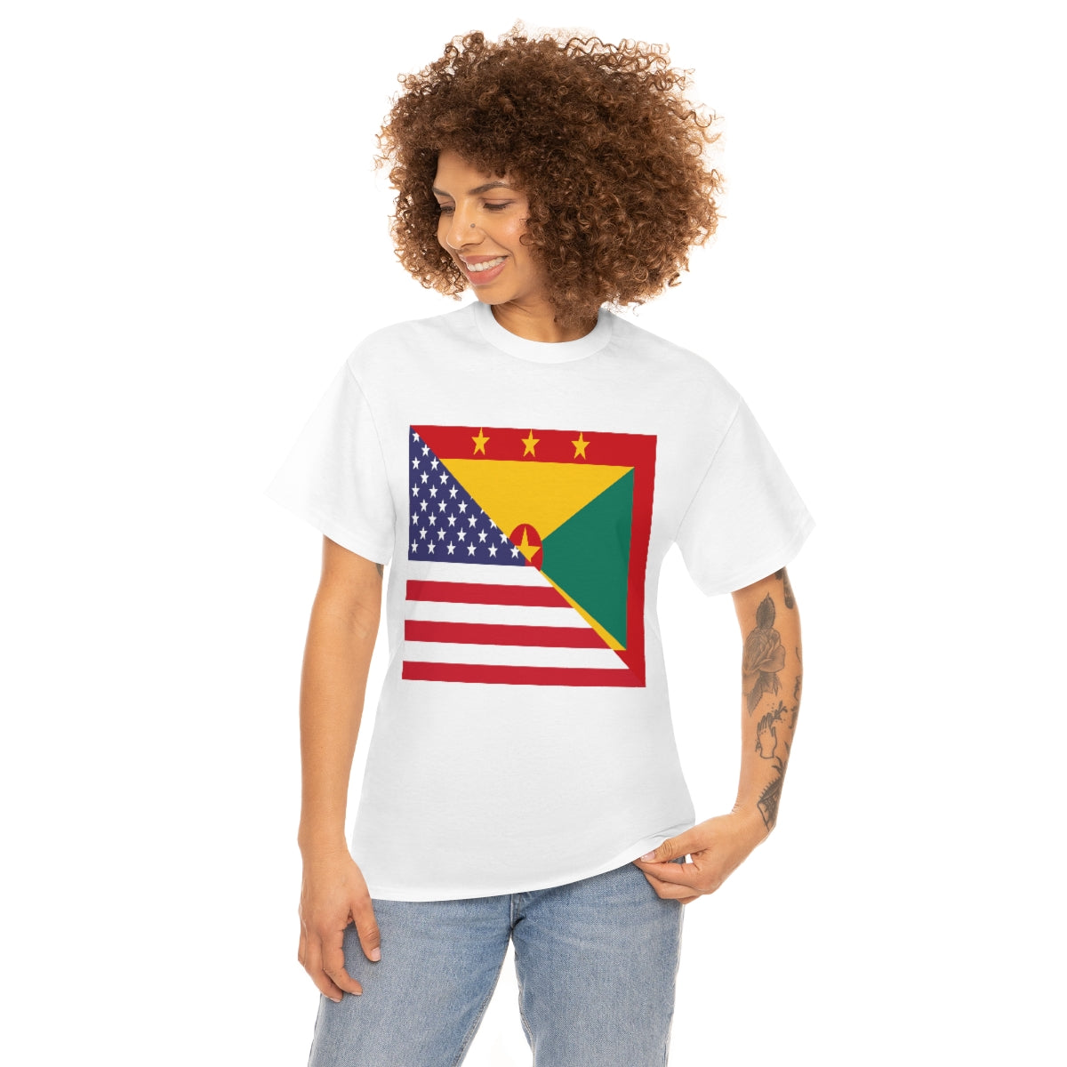 Grenadan American Flag Half Grenada USA T-Shirt | Unisex Tee Shirt