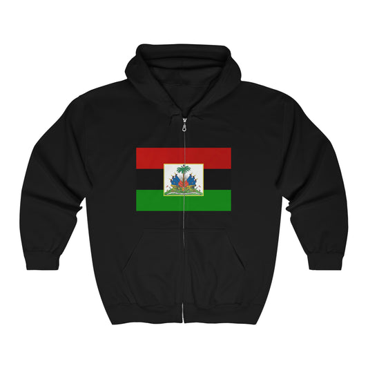 Pan-African Haitian Flag | Pan African Haiti Zip Hoodie | Hooded Sweatshirt