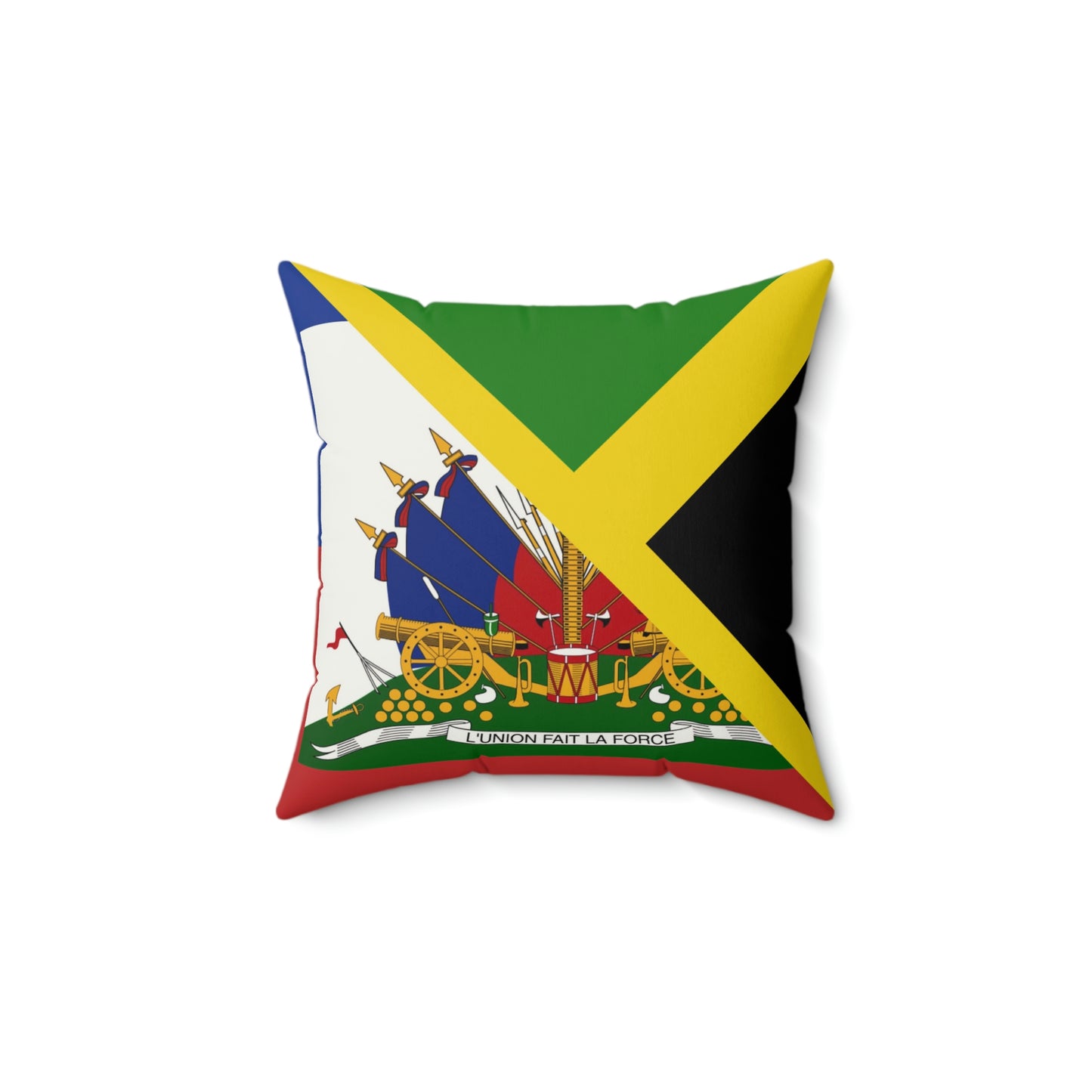 Haitian Jamaican Flag | Half Jamaica Haiti Spun Polyester Square Pillow