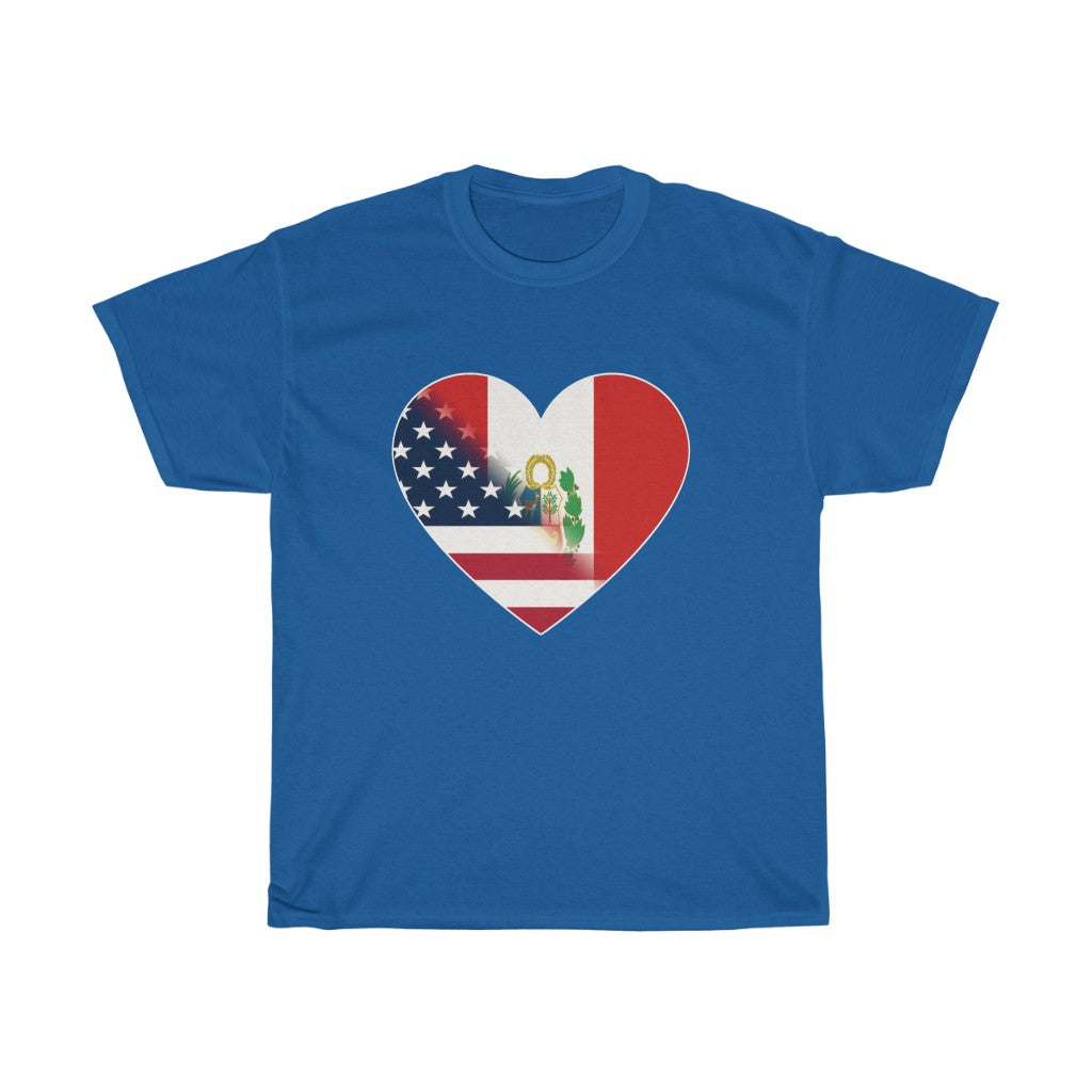 Peruvian American Heart Flag Tee | Unisex Peru USA Shirt